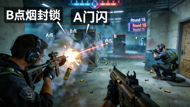 CSGO职业比赛投掷物点位封锁与残局处理画面