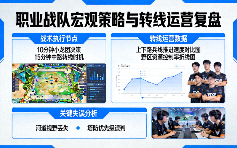 职业战队宏观策略与转线运营复盘分析画面